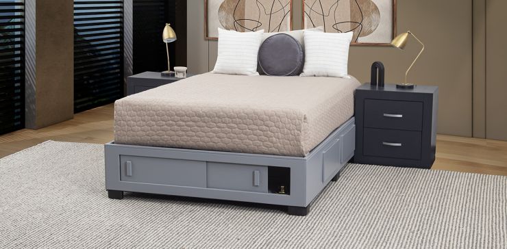 Base De Cama Cajonera Matrimonial Koren Gris