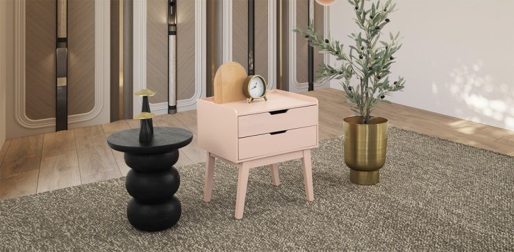 Buró con Dos Cajones Zeus Rosa