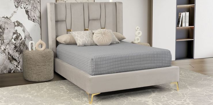 Cama Matrimonial Gold Gris