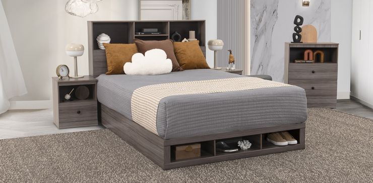 Cama Matrimonial Mateo Gris