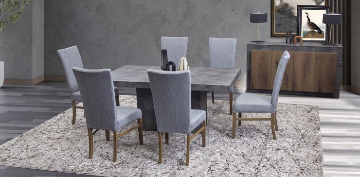 Comedor Rectangular Stone 180 cm con Sillas Mix Crudo Jaspe