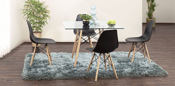 Comedor Cuadrado con Sillas Atlas Negro 5 Piezas