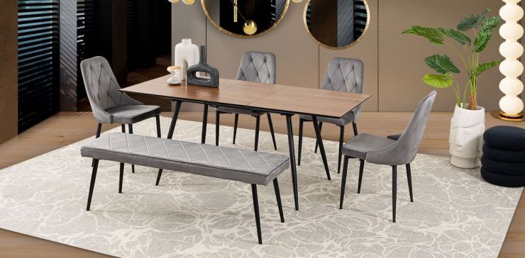 Comedor Con Extensión Camilo Gris 6 Piezas