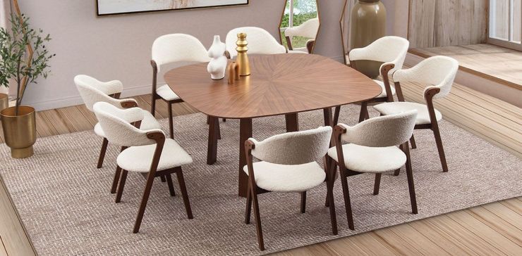 Comedor Cuadrado Andreta Beige 9 Piezas