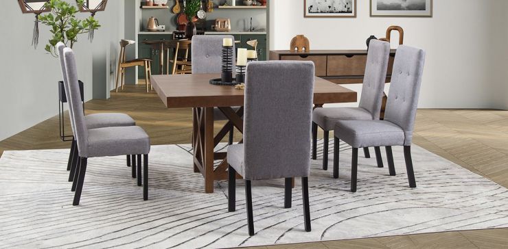 Comedor Mika Nogal con Sillas Odin Gris