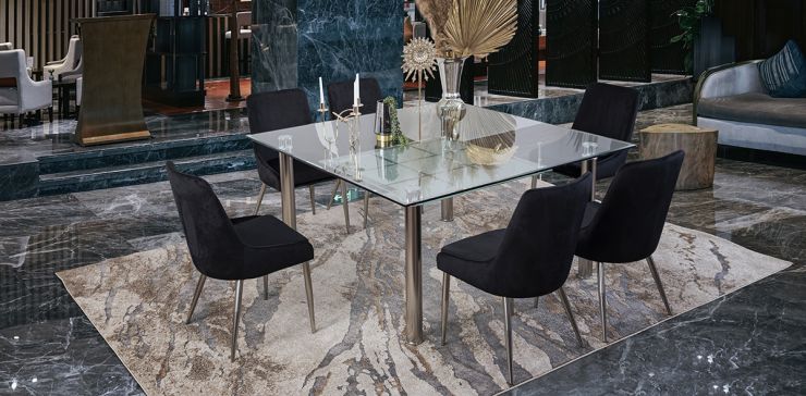 Comedor Cuadrado Enkel II Negro 7 Piezas