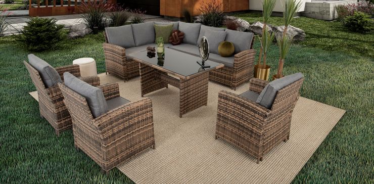 Set De Jardín Rattan Terra Gris