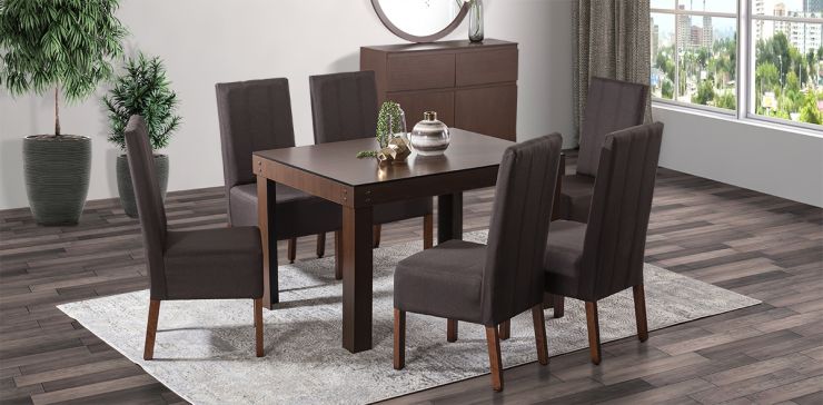 Comedor Dominik Café con Sillas Cocoa 7 Piezas
