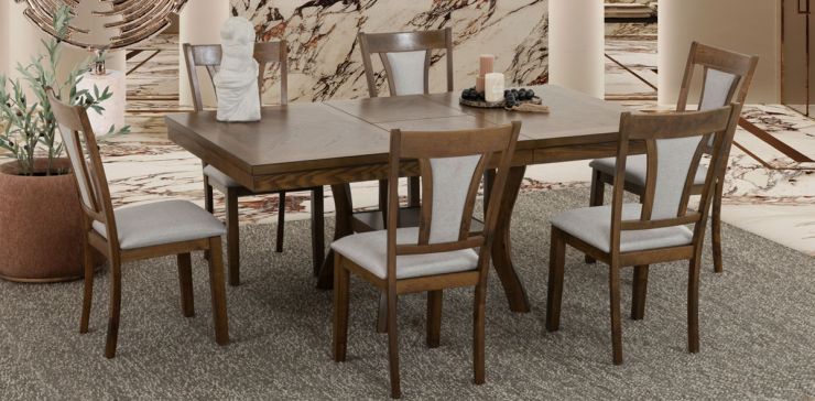 Comedor Con Extensión Revilla Gris 7 Piezas