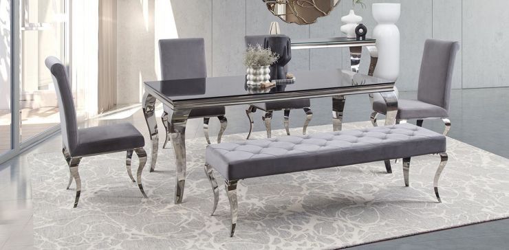 Comedor Rectangular Elenor Gris Cristal