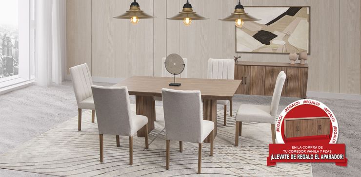 Comedor Rectangular Vanila Beige 7 Piezas