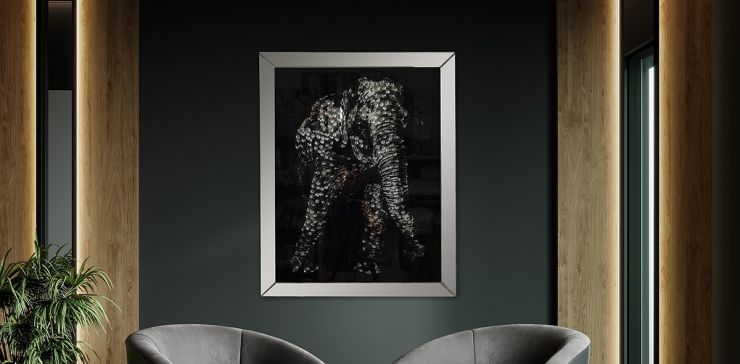 Cuadro Figura Elefante Cristal GD-9643 Negro