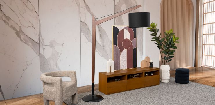 Lámpara de Piso Arco Negro