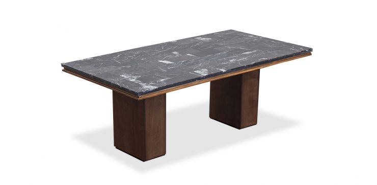 Mesa Comedor Rectangular De Mármol 210 x 110 Cm Alessia Negro 