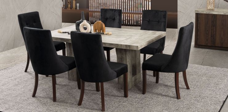 Comedor Rectangular Luxor con Sillas Negro