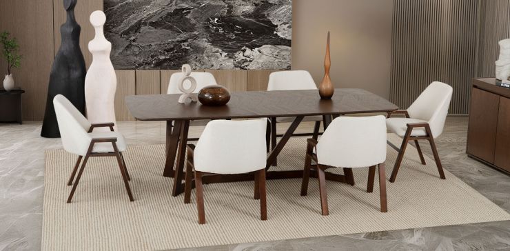 Comedor Rectangular Valenza Beige 7 Piezas