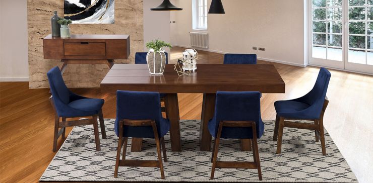 Comedor Odette con Sillas Azul Marino Verona
