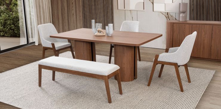 Comedor Rectangular Abu Dabi Café 6 Piezas