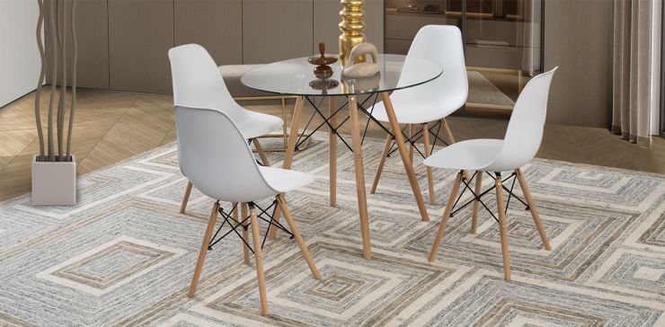Comedor Redondo con sillas Atlas Blanco 5 Piezas