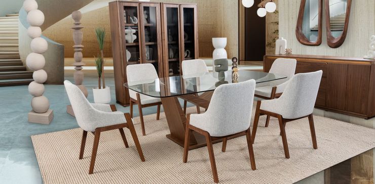 Comedor Cristal Ovalado Gio Blanco 7 Piezas