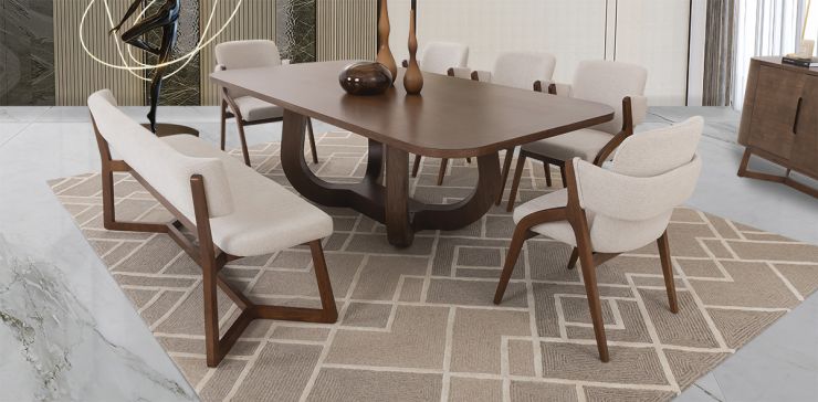 Comedor 240 X 120 Cm Edra Con Sillas Enzo Y Banca Edra Café 6 Piezas