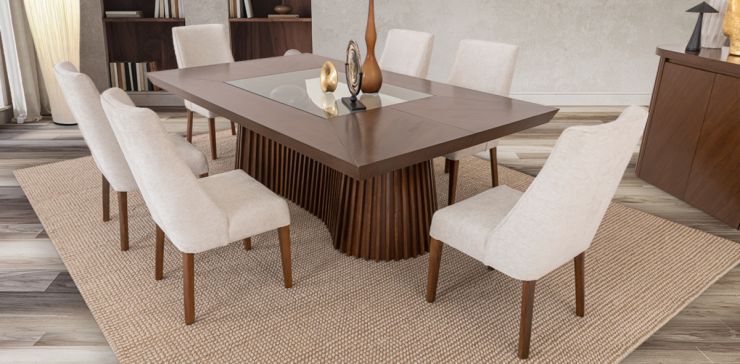 Comedor 240 X 140 Cm Lafsjo Beige 7 Piezas