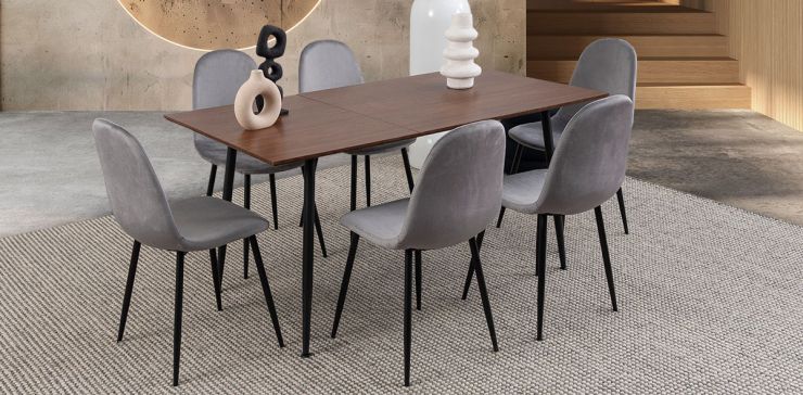 Comedor Con Extensión Camargo Gris 7 Piezas