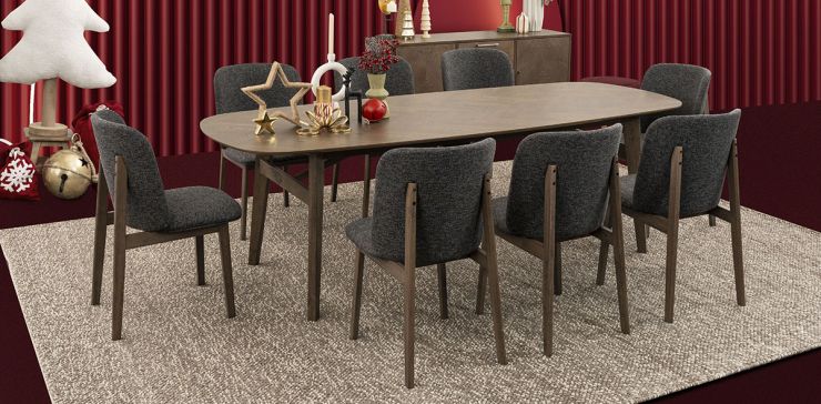 Comedor Rectangular Graz Gris 9 Piezas