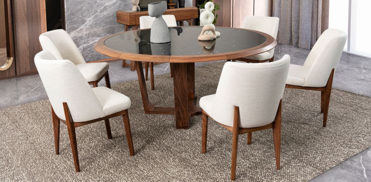 Comedor Redondo 180 Cm Irlanda Blanco 7 Piezas  