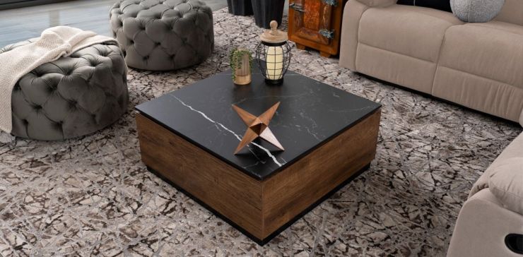 Mesa de Centro Birmania Negro con Cajón