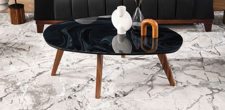 Mesa De Centro Cuarzo Golden Negro Grande 