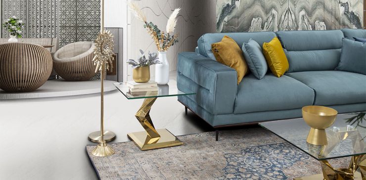 Mesa Lateral Cuadrada Royal Gold Hexa 