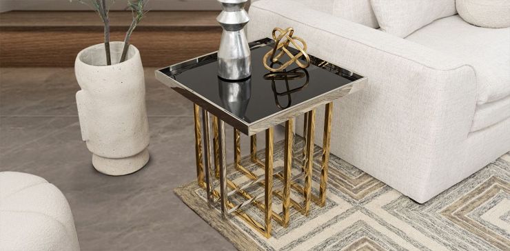 Mesa Lateral Cuadrada King Dorado