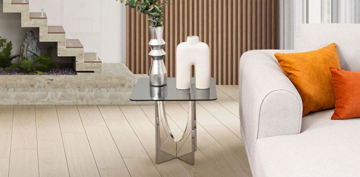 Mesa Lateral Cuadrada Edric Plata