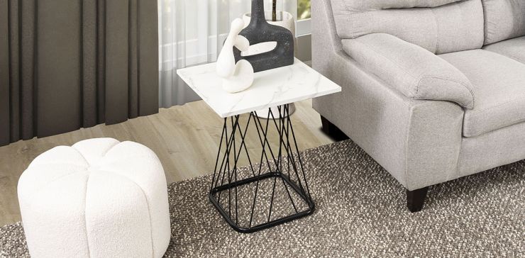 Mesa Lateral Cuadrada Nápoles Blanco