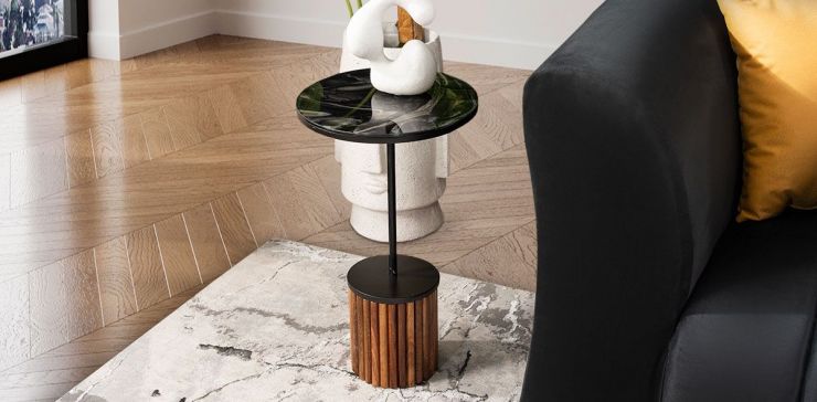 Mesa Lateral Redonda 59 Cm Golden Ark Negro