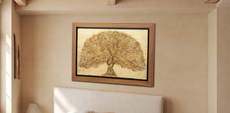 Cuadro Decorativo 100 X 150 Cm Árbol De Dios Dorado