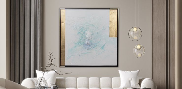 Cuadro Decorativo Al Oleo Aqua CL Azul