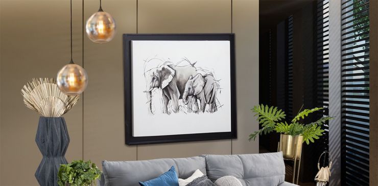 Pintura Al Oleo Elephant Tela Gris