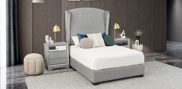 Recámara Matrimonial Perla Plus Gris 3 Piezas