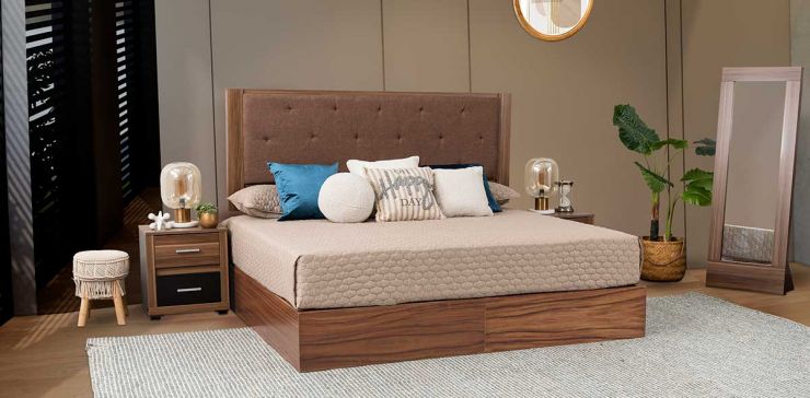 Recámara King Size Adam Parota Natural 4 Piezas