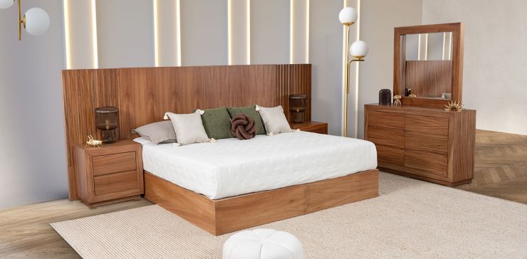 Recamara King Size Citara Nogal 5 Piezas 