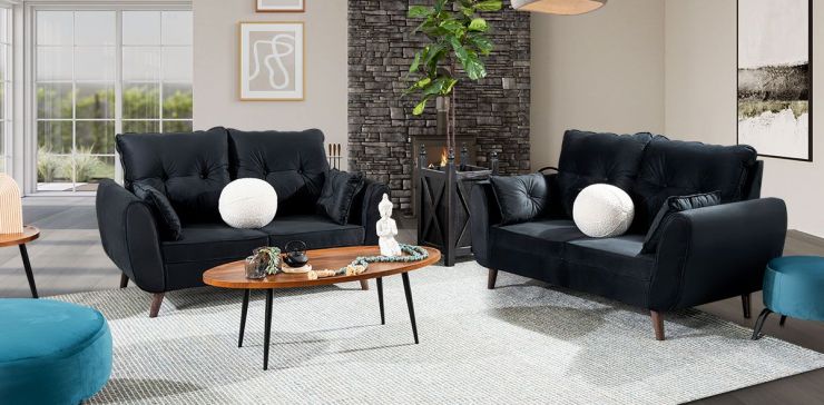 Sala Aria Negro 2 Piezas