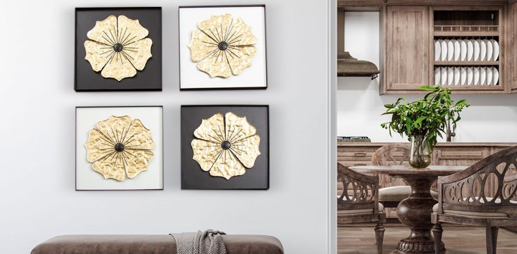 Juego De Cuadros Decorativos Lotto Blanco 4 Piezas
