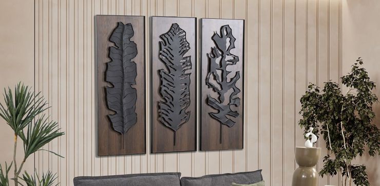 Juego De Cuadros Decorativos Marqueza Negro 3 Piezas