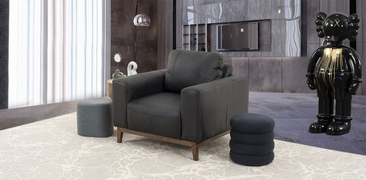 Sillón Piel Littio Negro