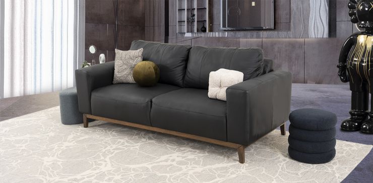 Sofá 3 Plazas Piel Littio Negro