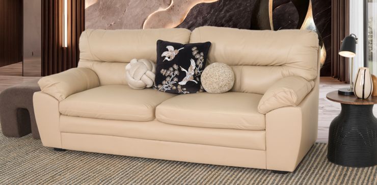 Sofá 3 Plazas Piel Pisa Beige