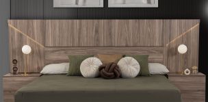 Cabecera Con Luz King Size Eslovenia Café Nogal