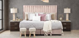 Cabecera King Size Terciopelo Megan Palo De Rosa 